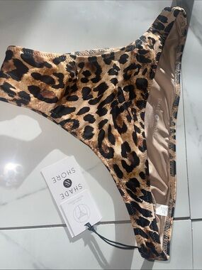 Shade & Shore Tan and Black Leopard-Print Bikini Bottom